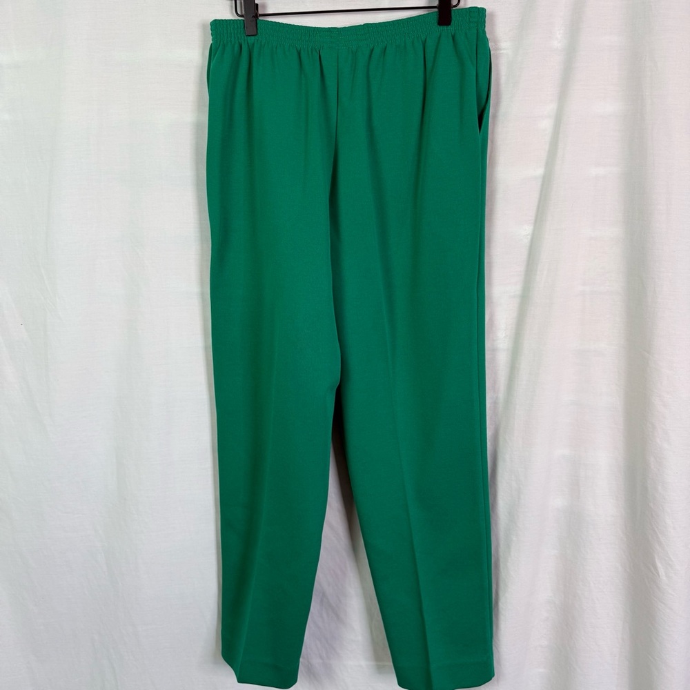 Vintage 70’s Alfred Dunner Green Blue Stripe Button Front Sweater Pant Set Lg - Picture 6 of 8